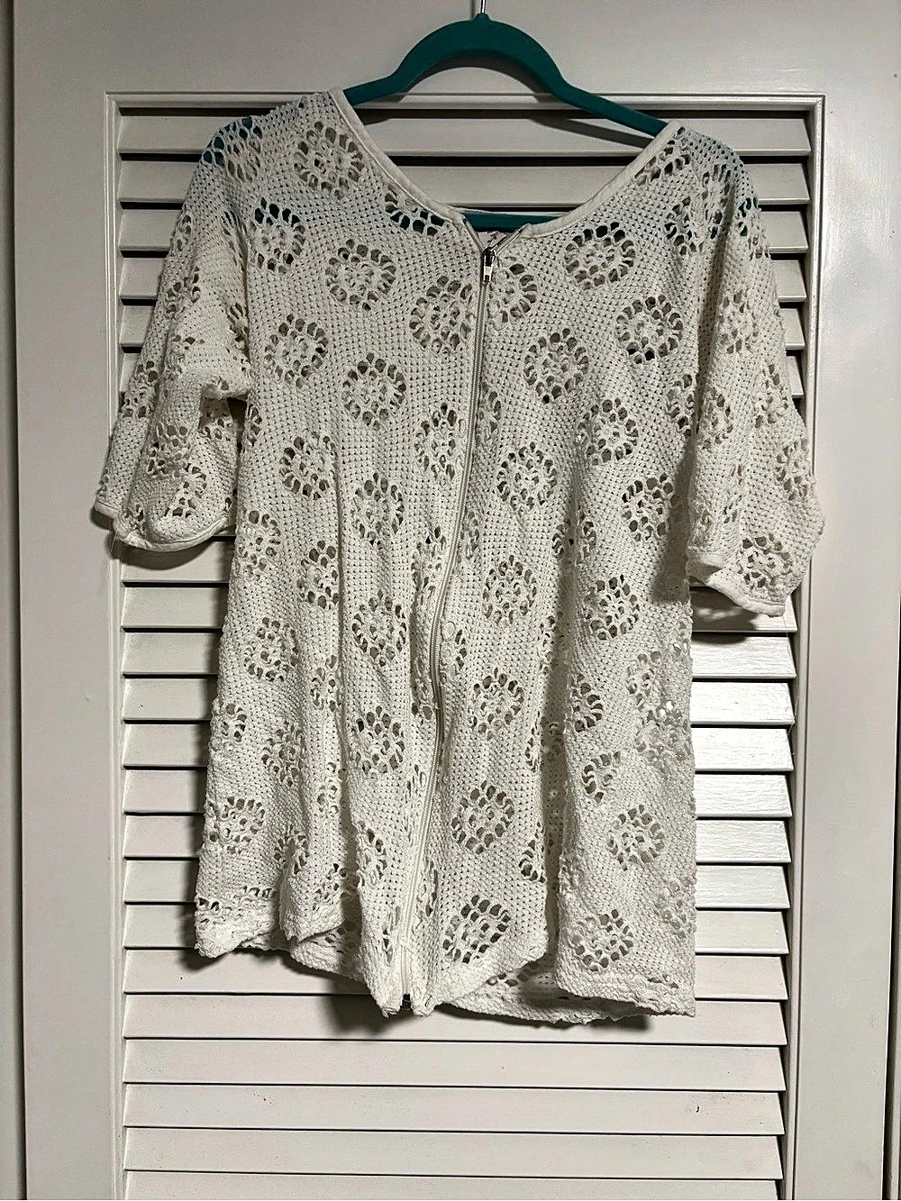 Jordan Taylor Floral Crochet Tunic White Size Small